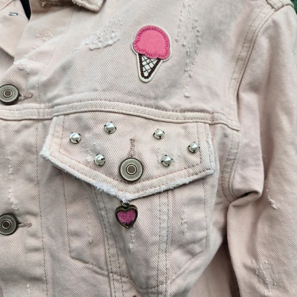 Lea & Viola Light Pink Embroidered Jean Jacket - Picture 9 of 12